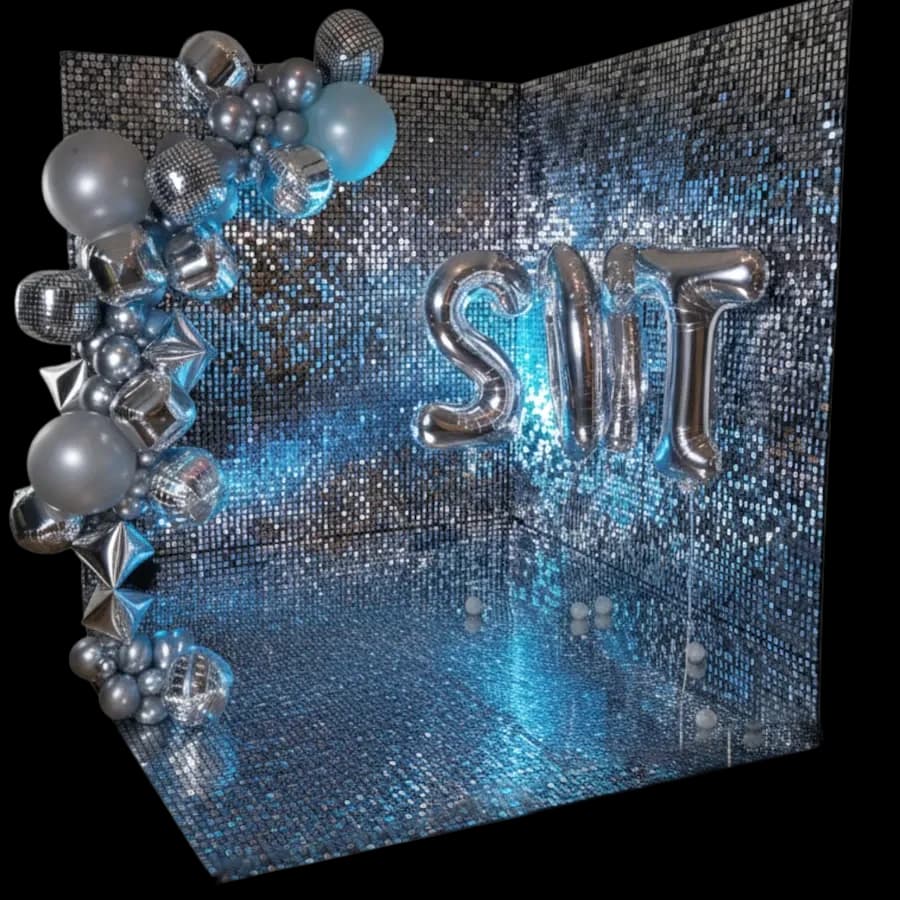 Стена с пайетками и стилизованные шары. Фото без фона.